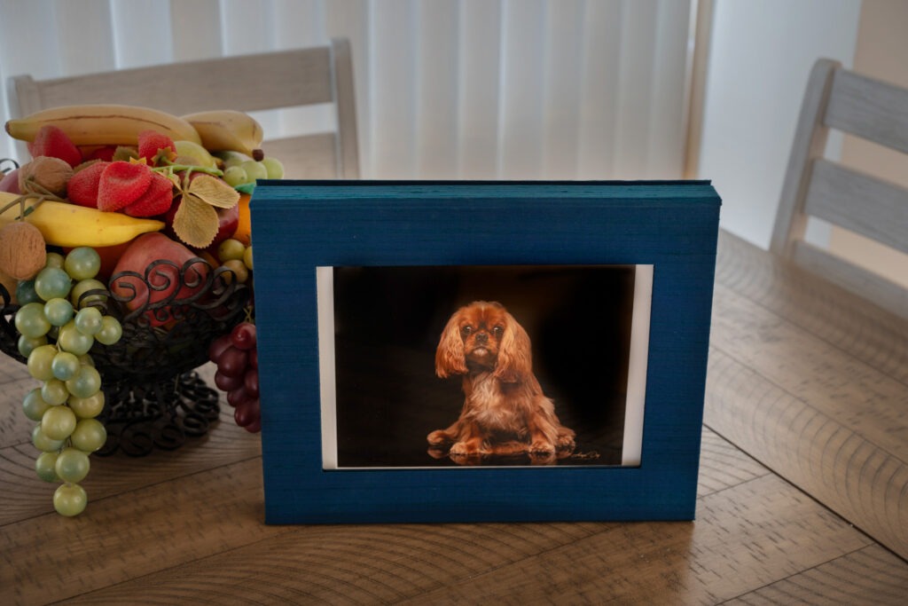 Window photo box on a coffee table. 